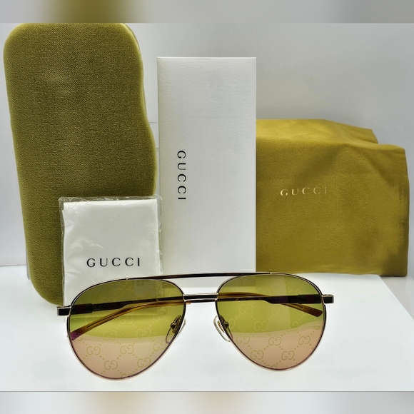 GUCCI AVIATOR GG LOGO GG1679S GOLD UNISEX - Picture 3 of 15